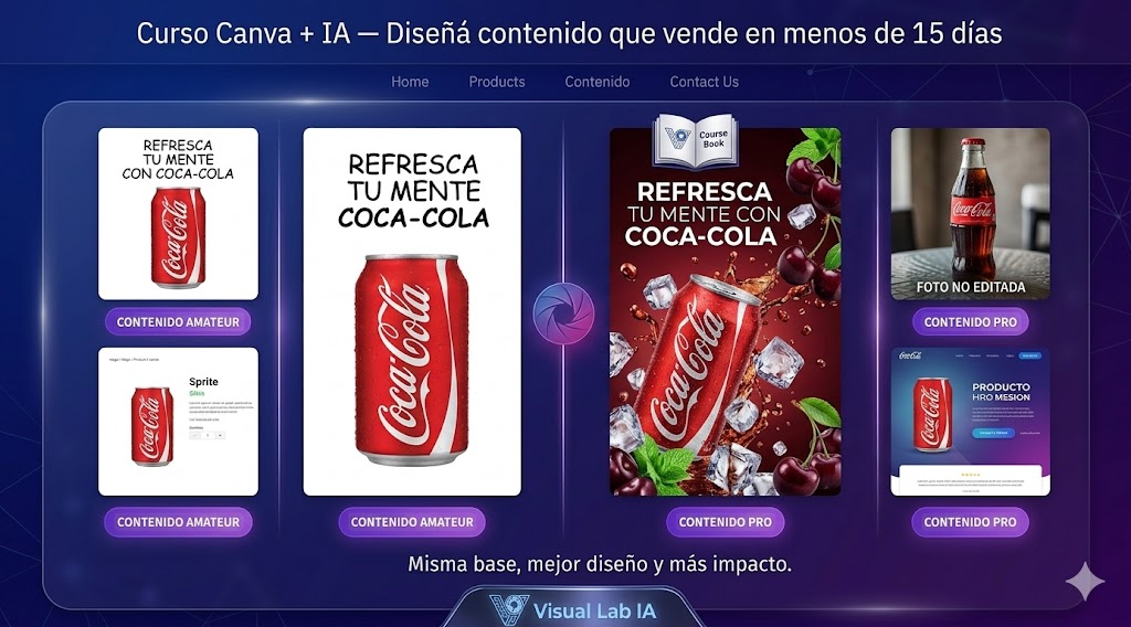 Comparativa de contenido amateur vs contenido pro hecho con Canva + IA